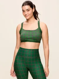 Medium Support PowerSoft Sports Bra - Green Plaid — view 5