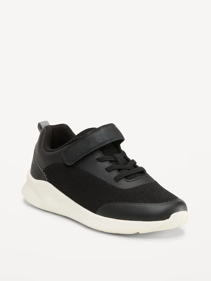 Mesh Elastic-Lace Sneakers for Boys - Black Jack