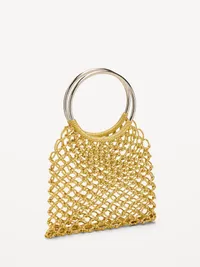 Metallic Crochet Ring Handle Bag - Golden Hour — view 3