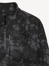 Microfleece Utility Half-Zip Pullover - Black Print — view 3