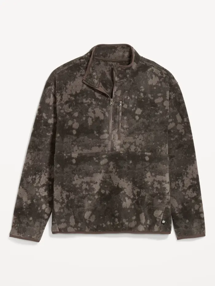 Microfleece Utility Half-Zip Pullover - Brown Print