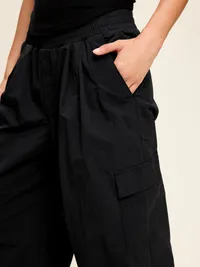 Mid-Rise Adjustable Active Woven Utility Pants - Black Jack — view 4