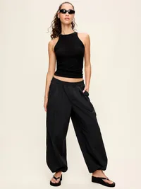 Mid-Rise Adjustable Active Woven Utility Pants - Black Jack — view 2