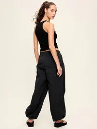 Mid-Rise Adjustable Active Woven Utility Pants - Black Jack — view 3