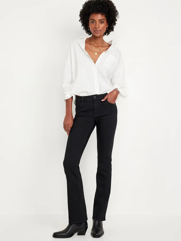 Mid-Rise Wow Boot-Cut Jeans - Black Jack