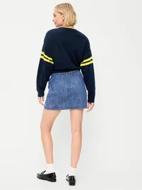 Mini Wrap Skirt - Medium Wash — view 3