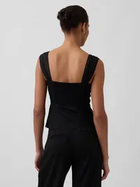 Mixed Media Crop Top - True black — view 3