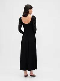 Mixed Media Maxi Dress - Black — view 2