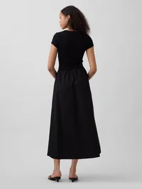 Modern Mixed Media Maxi Dress - True black — view 2