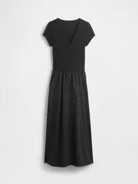 Modern Mixed Media Maxi Dress - True black — view 5