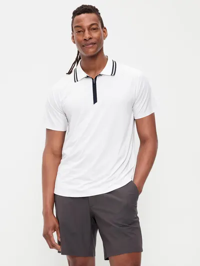 Modern Tech Zip Polo - Calla Lily White