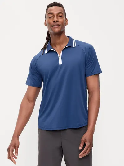 Modern Tech Zip Polo - Pacific Blue