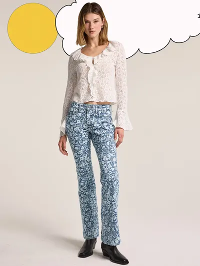 Old Navy x Anna Sui Slim Boot Cut Jeans - Floral Pattern