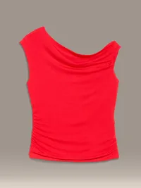 Old Navy x Christopher John Rogers One-Shoulder Twist Top - Red Aloud — view 5