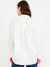 Oversized Button-Down Boyfriend Shirt - Poplin White — view 2