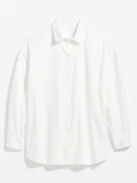 Oversized Button-Down Boyfriend Shirt - Poplin White — view 4