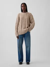 Oversized Cable-Knit Sweater - Cobblestone beige — view 2