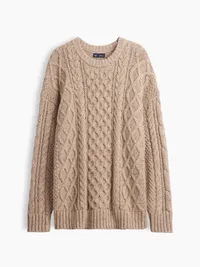 Oversized Cable-Knit Sweater - Cobblestone beige — view 5
