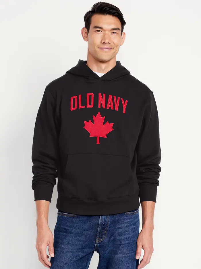 Oversized Canada Logo Pullover Hoodie - Black Jack