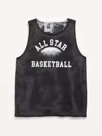 Oversized Mesh Reversible Tank Top for Boys - Black Jack — view 2