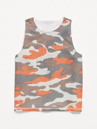 Oversized Mesh Reversible Tank Top for Boys - White — view 3