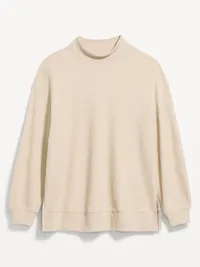 Oversized Mock-Neck Long-Sleeve Top - Wish Bone — view 5