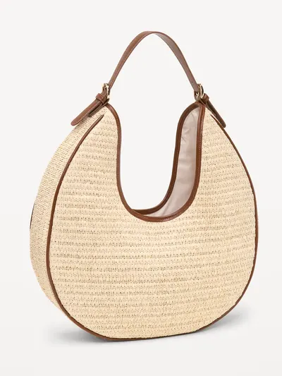 Oversized Raffia Hobo Bag - Totally Natural