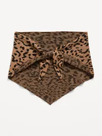 Oversized Rib-Knit Triangle Scarf - Leopard — view 2