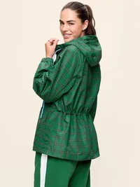 Oversized Rounded-Sleeve Anorak - Medium Green Plaid — view 2