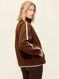 Oversized Sherpa Full-Zip Jacket - Peppercorn — view 2