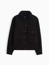 Oversized Sherpa-Lined Denim Jacket - BLACK — view 5
