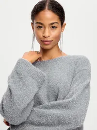 Oversized Shine Crew-Neck Sweater - Silver Shine — view 3