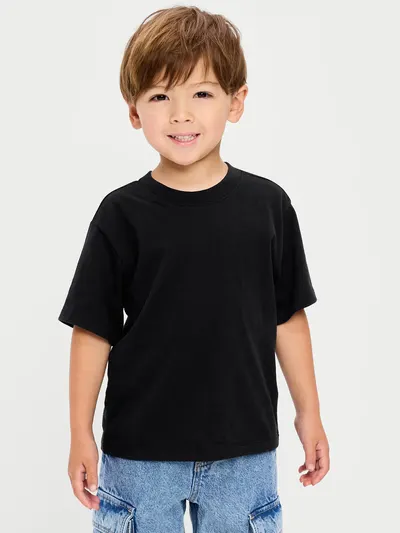 Oversized Short-Sleeve Heavyweight T-Shirt for Toddler Boys - Black Jack