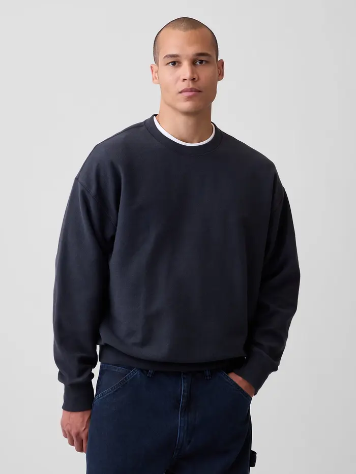 Oversized Terry Sweatshirt - Moonless black night
