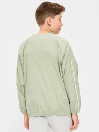 Oversized V-Neck Performance Pullover for Boys - Faded Seagrass — view 2