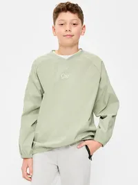 Oversized V-Neck Performance Pullover for Boys - Faded Seagrass — view 3
