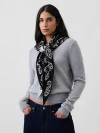 Paisley Triangle Scarf - Black — view 2