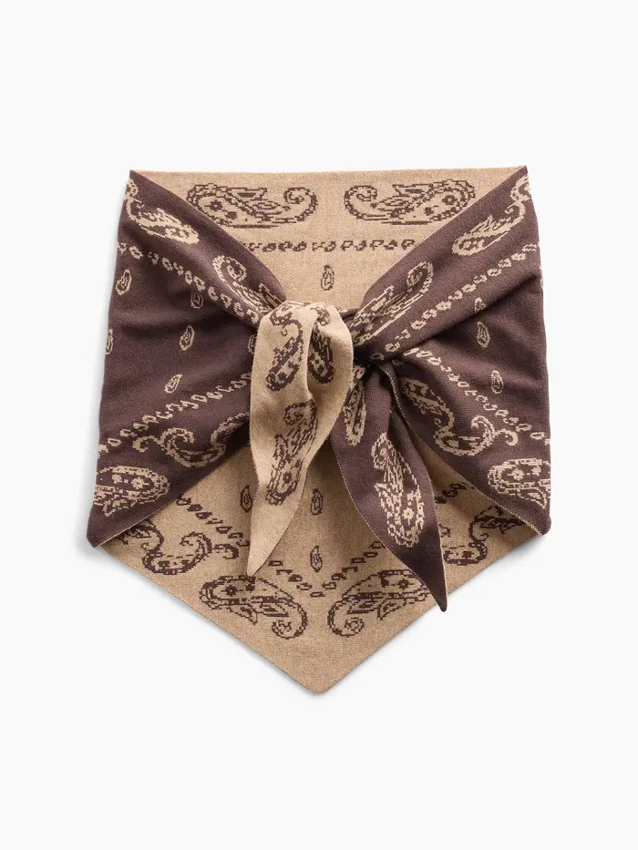 Paisley Triangle Scarf - Brown