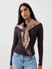 Paisley Triangle Scarf - Brown — view 2
