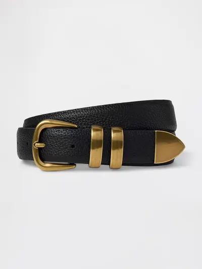 Pebbled Leather Belt - Black