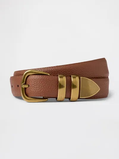 Pebbled Leather Belt - Root brown