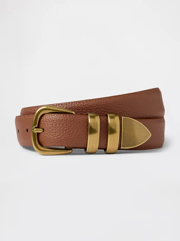 Pebbled Leather Belt - Root brown