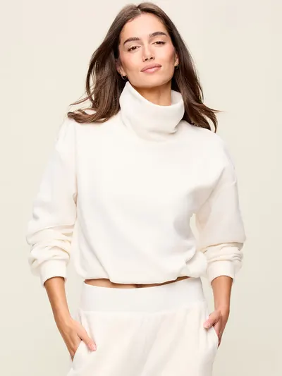 Performance Fleece Funnel Neck Pullover - Sea Salt