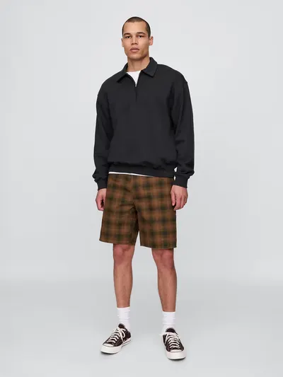 Plaid Canvas Shorts - Khaki plaid