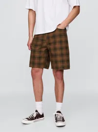 Plaid Canvas Shorts - Khaki plaid — view 2
