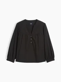 Poplin Popover Top - Black — view 5