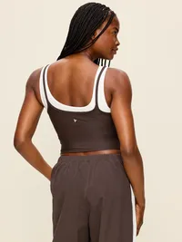 PowerSoft Layered Longline Bra - Black Coffee — view 2