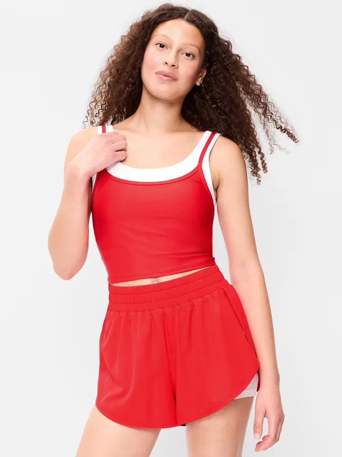 PowerSoft Layered Longline Bra - Bold Red