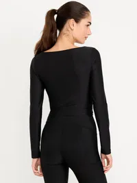 PowerSoft Long-Sleeve Cut-Out Top - Black Jack — view 2