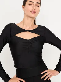 PowerSoft Long-Sleeve Cut-Out Top - Black Jack — view 4